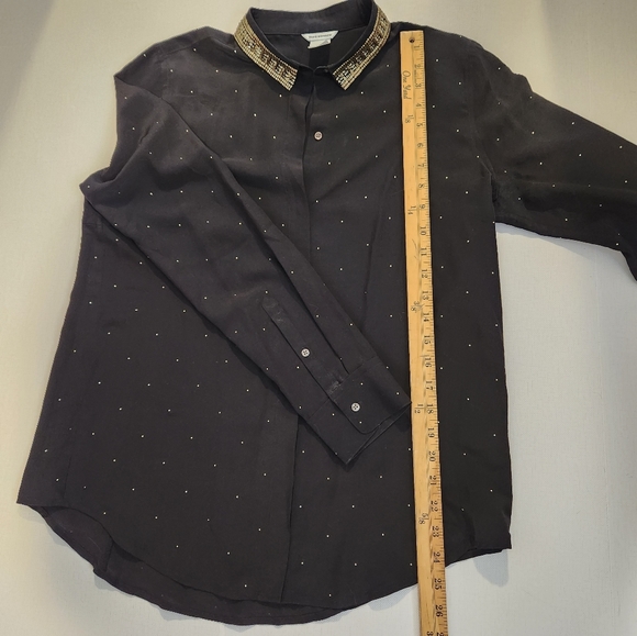 Club Monaco Silk beaded collar button down - Picture 4 of 16